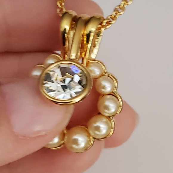 Stunning Vint Nolan Miller Interchangeable Pearl & Rhinestone Pendant Necklace - Picture 4 of 9
